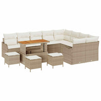 Set Divano da Giardino con Cuscini  da 13 Pezzi in Rattan Beige 3364261