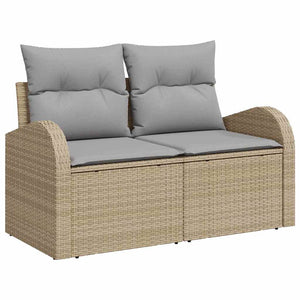 Set di Divano da Giardino 8 Pezzi con Cuscini Beige Polyrattan Acacia 3364287