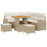 Set di Divani da Giardino da 8 Pezzi con Cuscini Beige in Rattan Sintetico e Acacia 3364341