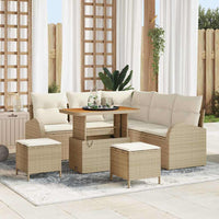 Set Divani da Giardino 8 Pezzi con Cuscini Beige in Polirattan e Acacia 3364346