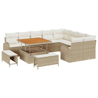 Set di divani da giardino da 12 pezzi con cuscini beige in rattan e acacia 3364376