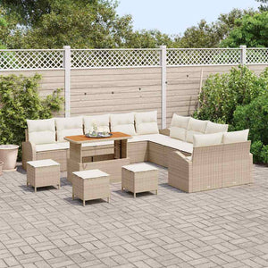 Set Divano da Giardino 14 pcs Beige e Crema 110 x 55 x 71 cm 3364411