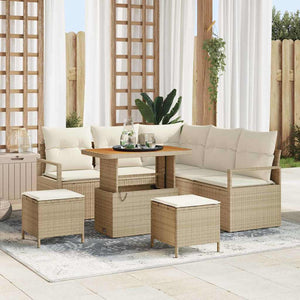 Set divani giardino  8 pezzi con cuscini beige polyrattan acacia 3364476