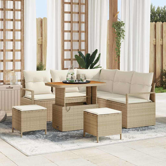 Set divani giardino  8 pezzi con cuscini beige polyrattan acacia 3364476