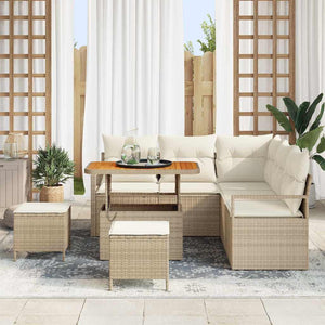 Set divani giardino  8 pezzi con cuscini beige polyrattan acacia 3364476