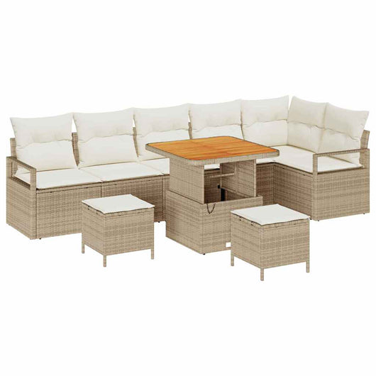 Set Divano da Giardino 9 pcs Beige, Crema 80 x 80 x 71 cm 3364491