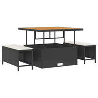 Set di Sofà da Giardino 8 Pezzi con Cuscini Nero Rattan Sintetico Acacia 3364595