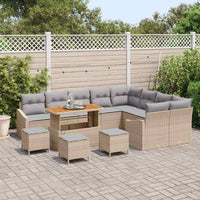 Set giardino  13 pezzi con cuscini beige in polyrattan 3364652