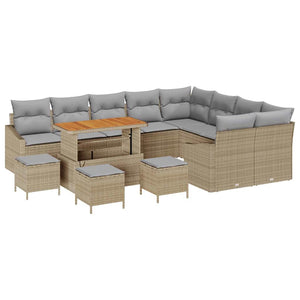 Set giardino  13 pezzi con cuscini beige in polyrattan 3364652