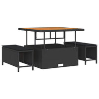 Set di Sofà da Giardino da 11 Pezzi con Cuscini Nero Polyrattan Acacia 3364714