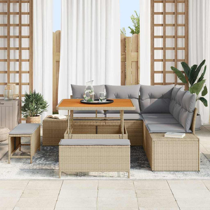 vidaXL Set Divano da Giardino 8 pcs Beige Poly Rattan
