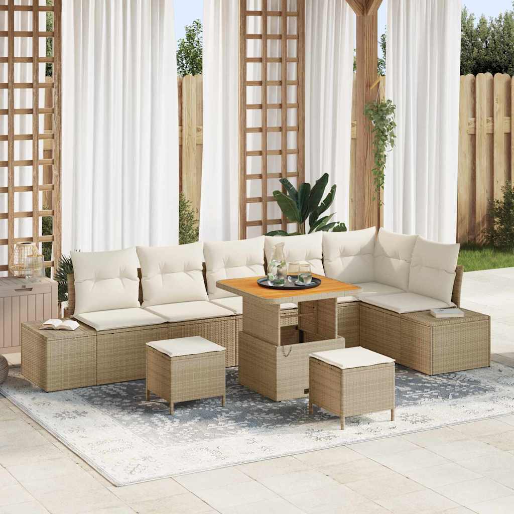 Set Divano da Giardino 9 pcs Beige, Crema 80 x 80 x 71 cm 3364751