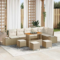 Set divani da giardino con cuscini 10 pezzi beige polyrattan acacia 3364761