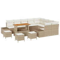Set da Giardino vitaXL 13 Pezzi con Cuscini Beige Polyrattan Acacia 3364781