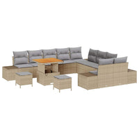 Set Divano Giardino 13 Pezzi con Cuscini Beige Polyrattan Acacia 3364792