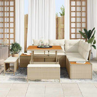 Set divano da giardino 8 pezzi con cuscini in polyrattan beige 3364856