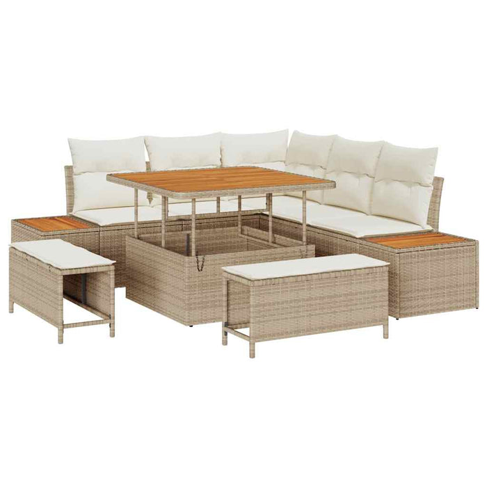 Set divano da giardino 8 pezzi con cuscini in polyrattan beige 3364856