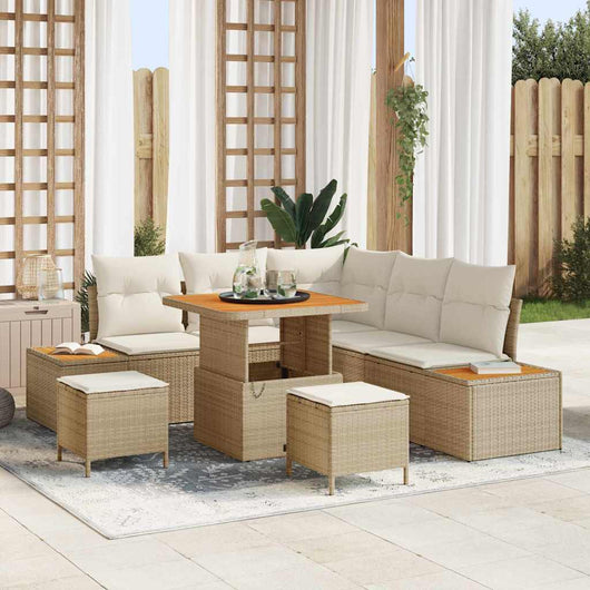 vidaXL Set Divano da Giardino con cuscino 8 pcs Beige Poly Rattan