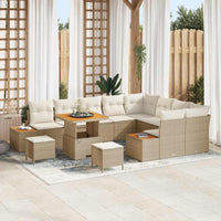 vidaXL Set Divano da Giardino con cuscino 12 pcs Beige Poly Rattan
