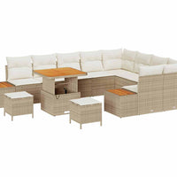 vidaXL Set Divano da Giardino con cuscino 12 pcs Beige Poly Rattan