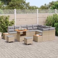 Set Divano Giardino  12 Pezzi con Cuscini Beige Polyrattan Acacia 3364902