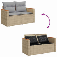 Set di Sofà da Giardino  8 Pezzi con Cuscini Beige Rattan Poli Acacia 3364937