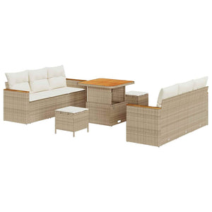Set Divano da Giardino con cuscino 9 pcs Beige Poly Rattan 3364946