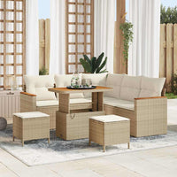 Set di Divani da Giardino  con Cuscini Beige Polyrattan Legno di Acacia 3364996