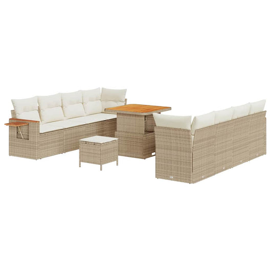 Set di divani da giardino da 11 pezzi con cuscini Beige Polyrattan Acacia 3365096