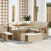 Set divani giardino 8 pezzi con cuscini Beige Polyrattan Acacia 3365116