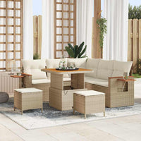 Set Divano Giardino  8 Pezzi con Cuscini Beige Polirattan Acacia 3365121
