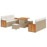 Set Giardino vitaXL 9 Pezzi con Cuscini Rattan Beige Acacia 3365206