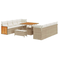 Set di divani da giardino  di 11 pezzi con cuscini beige in polyrattan e legno di acacia 3365236