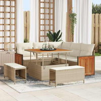 Set Divano da Giardino 8 Pezzi con Cuscini Beige Rattan Acacia 3365246