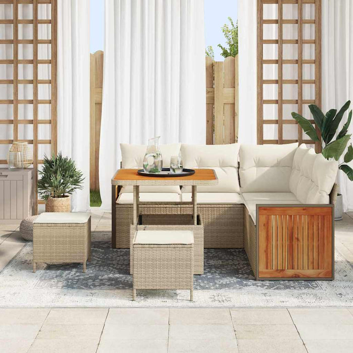 Set divano da giardino 8 pezzi con cuscini in rattan beige 3365251