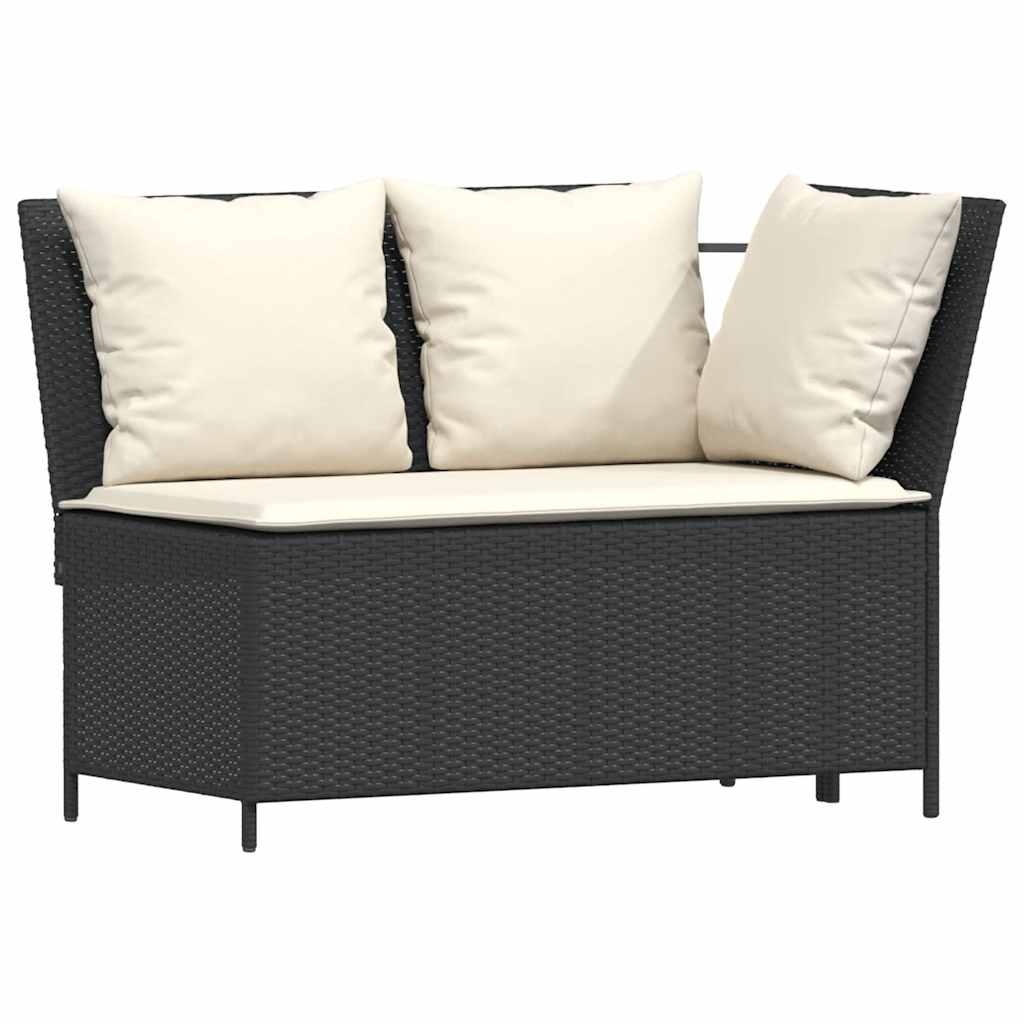 Set Divani da Giardino 4 pz con Cuscini Forma L Polyrattan Nero 3365324