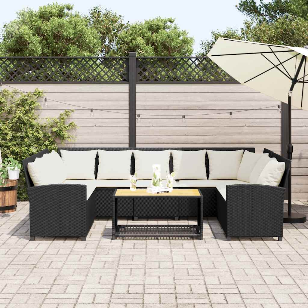 Divano da Giardino con Cuscini in Polyrattan Nero 3365328