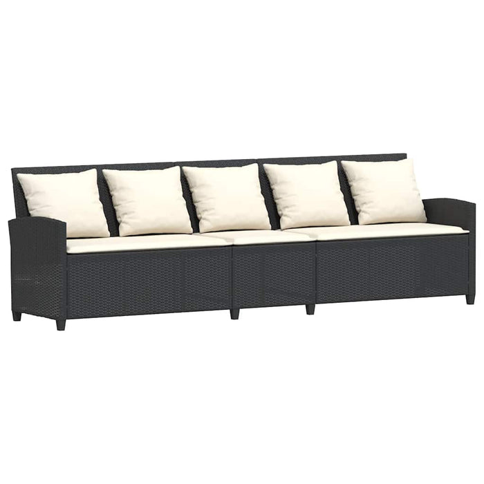 Divano da Giardino con Cuscini in Polyrattan Nero 3365328