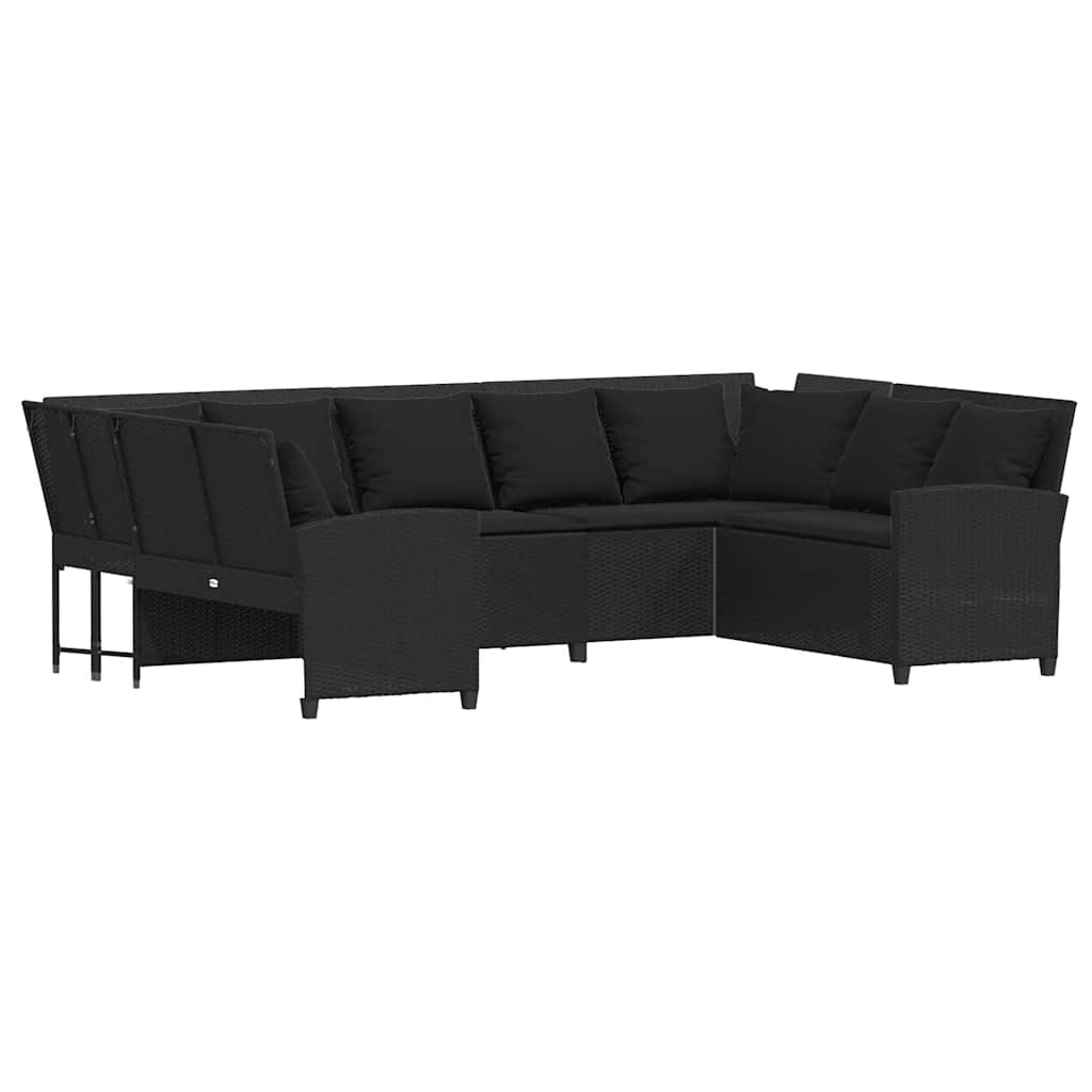 Divano da Giardino con Cuscini in Polyrattan Nero 3365329