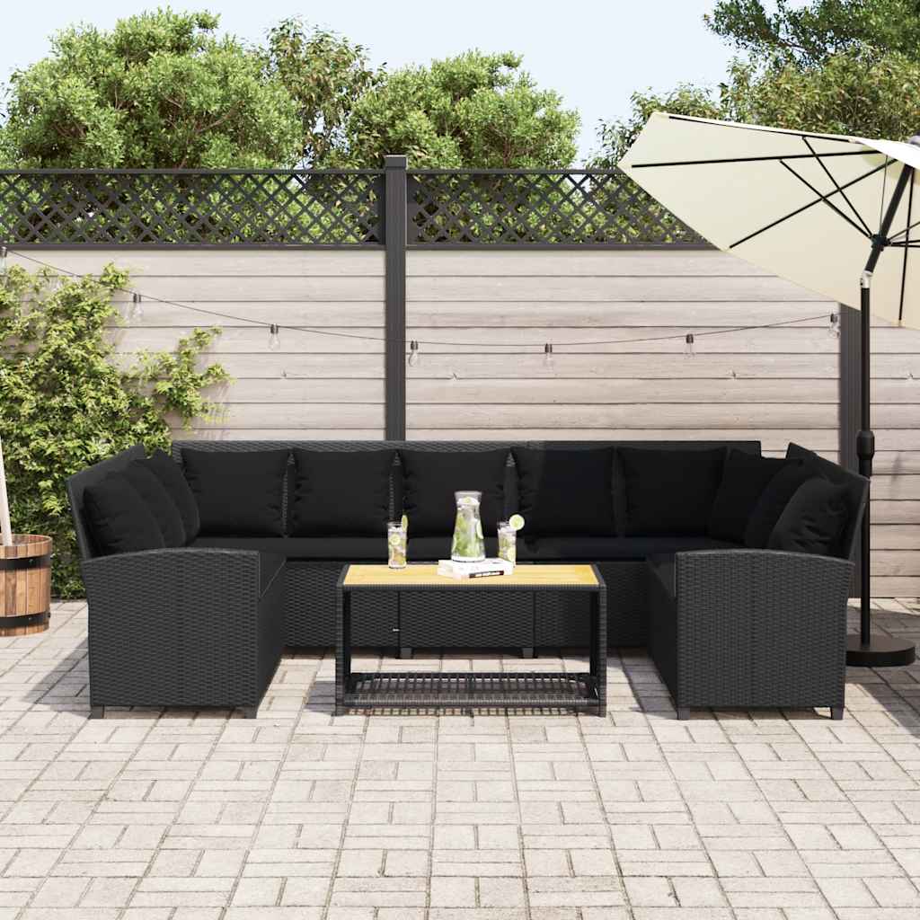 Divano da Giardino con Cuscini in Polyrattan Nero 3365329