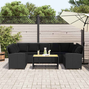 Divano da Giardino con Cuscini in Polyrattan Nero 3365329