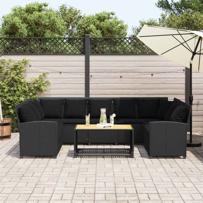 Divano da Giardino con Cuscini in Polyrattan Nero 3365329