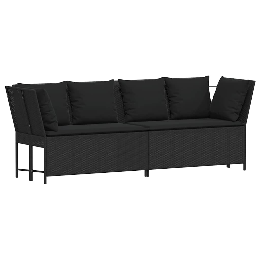 Divano da Giardino con Cuscini in Polyrattan Nero 3365329