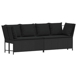 Divano da Giardino con Cuscini in Polyrattan Nero 3365329