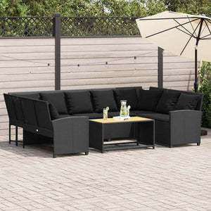 Divano da Giardino con Cuscini in Polyrattan Nero 3365329