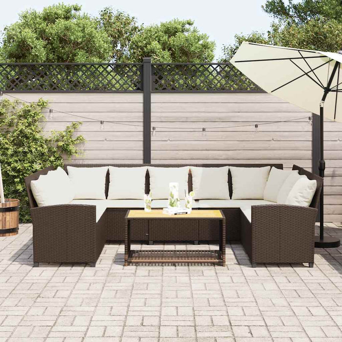 Divano da Giardino con Cuscini in Polyrattan Marrone 3365330