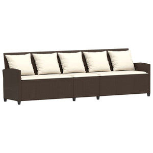Divano da Giardino con Cuscini in Polyrattan Marrone 3365330