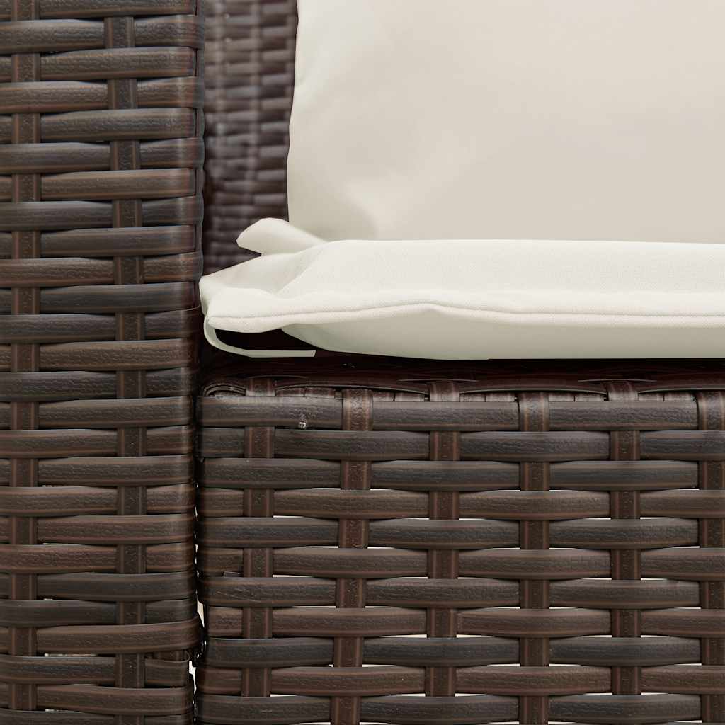 Divano da Giardino con Cuscini in Polyrattan Marrone