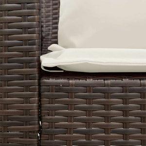 Divano da Giardino con Cuscini in Polyrattan Marrone