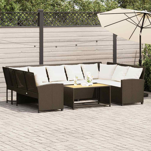 Divano da Giardino con Cuscini in Polyrattan Marrone 3365330